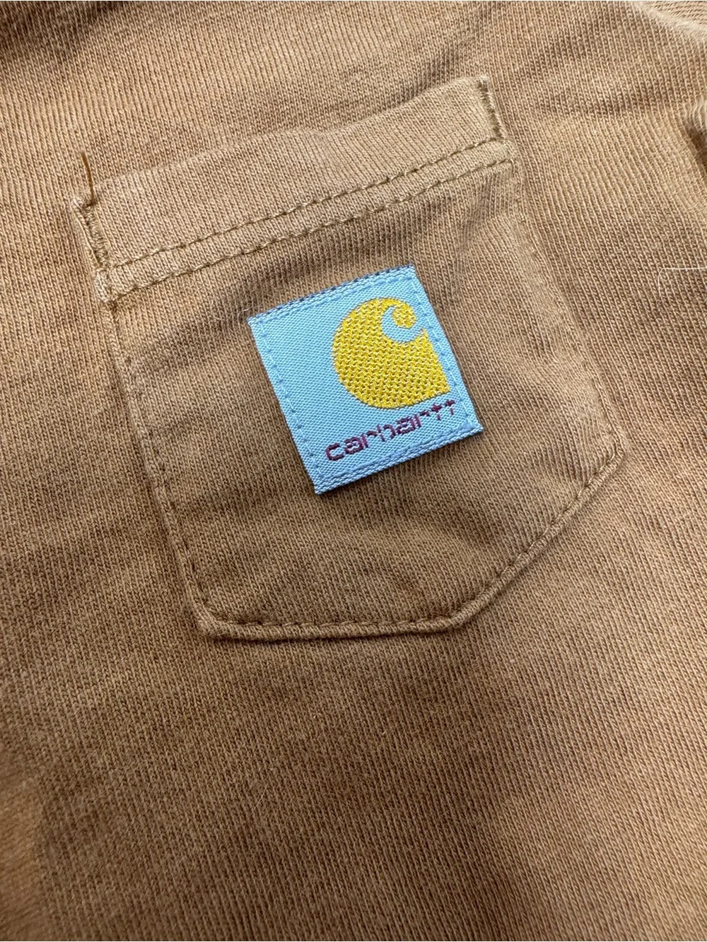 Carhartt Brown Short-Sleeve Onesie with Denim Carpenter Jeans